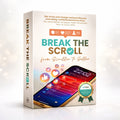 „3D-Produktbox des Online-Kurses Break the Scroll – from Scroller to Seller mit Smartphone-Display, Social-Media-Icons (Likes, Kommentare, Follower), Meta-Zertifizierungs-Badge und modernem, hellem Design – Online-Business Kurs für mehr Reichweite und Verkäufe.“