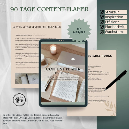 Produktbild des digitalen Content Planer für 90 Tage für Social Media inklusive Master Resell Rights