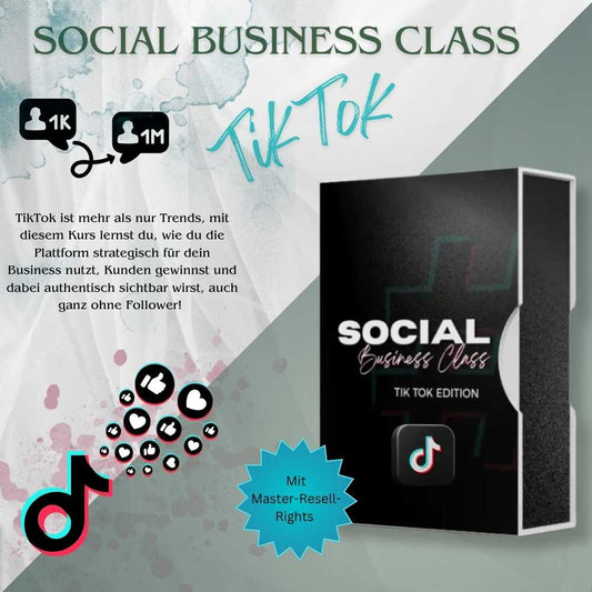 Social Business Class TikTok Edition: Kurs mit Master-Resell-Rechten, um TikTok ohne Follower strategisch fürs Business zu nutzen und Kunden zu gewinnen.