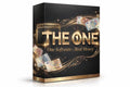 Luxuriöse 3D Produktbox „THE ONE – One Software Real Money“ in Schwarz und Gold mit glänzender Goldschrift, schwebenden Euro-Banknoten und edlen Lichteffekten auf dunklem Premium-Hintergrund.